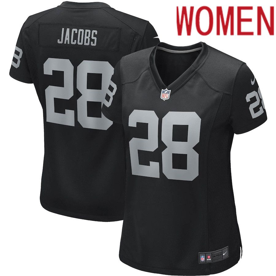 Women Oakland Raiders #28 Josh Jacobs Nike Black Game Player NFL Jersey